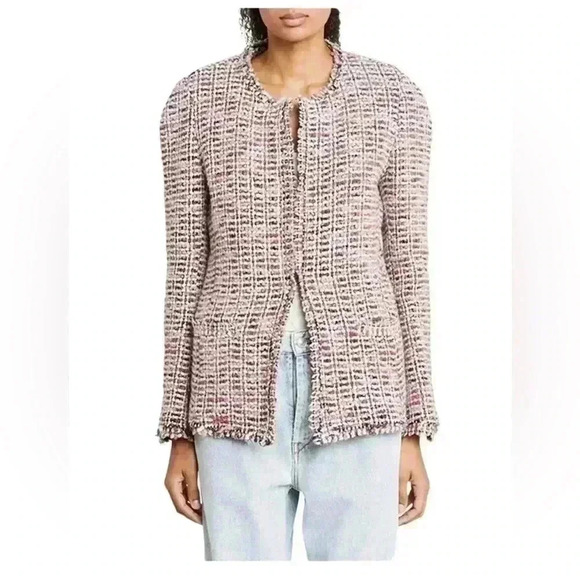 NEW Isabel Marant Penia Tweed Pink Black Blazer Jacket Size 34 French US 2 - Picture 1 of 16